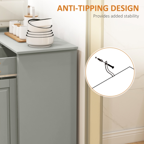 HOMCOM Sideboard Buffet Cabinet, Modern Kitchen Cabinet with 2 Drawers and Adjustable Shelves, Coffee Bar Cabinet, Grey