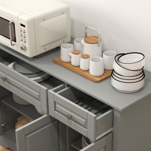 HOMCOM Sideboard Buffet Cabinet, Modern Kitchen Cabinet with 2 Drawers and Adjustable Shelves, Coffee Bar Cabinet, Grey
