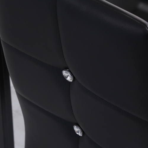 HOMCOM Modern Dining Chairs Set of 6, Upholstered Faux Leather Kitchen Chairs with Crystal Tufting and Metal Legs for Living Room, Dining Room,