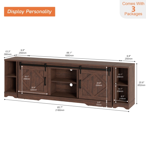 WAMPAT Fireplace TV Stand Farmhouse Sliding Barn Door Entertainment Center for TVs Up to 100 inches,Wood TV Media Console Table Cabinet Storage for