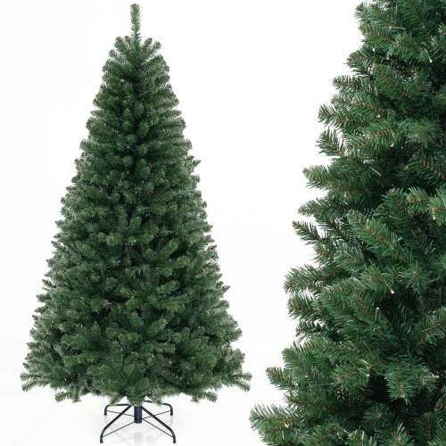 Costway 7 FT Christmas Tree with 830 PVC Branch Tips 250 Warm White LED Lights Gloves