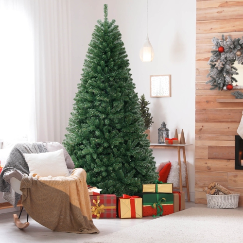 Costway 8 FT Christmas Tree with 1182 PVC Branch Tips 400 Warm White LED Lights Gloves