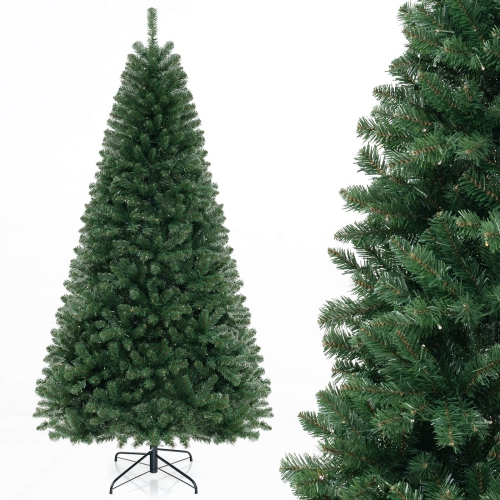 Costway 8 FT Christmas Tree with 1182 PVC Branch Tips 400 Warm White LED Lights Gloves