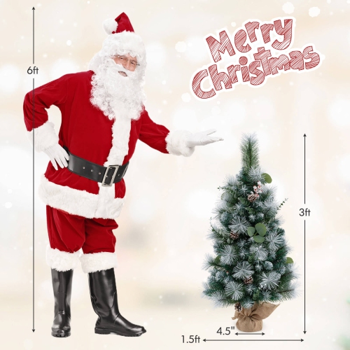 Costway 1 PCS 3 FT Artificial Christmas Tree with 98 Branch Tips Pine Needles Eucalyptus Leaves