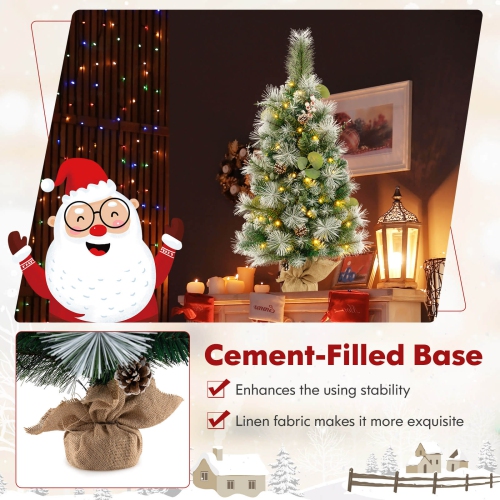 Costway 1 PCS 3 FT Artificial Christmas Tree with 98 Branch Tips Pine Needles Eucalyptus Leaves