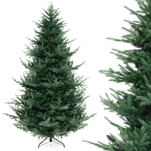 Costway 8 FT Artificial Xmas Tree with 1480 PVC PE Branch Tips 450 Warm White LED Lights