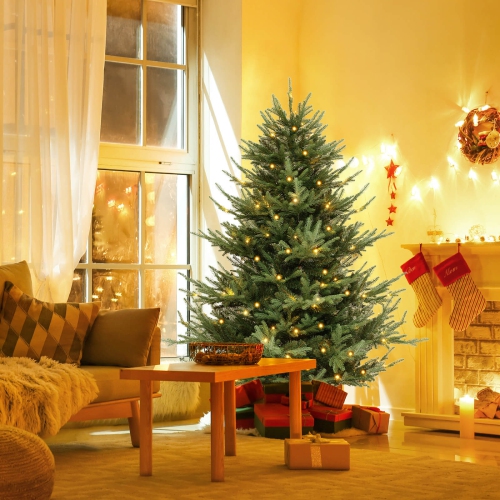 Arbre de Noël artificiel de 6 pi de Costway avec 778 branches en PVC PE 240 lumières à DEL blanc chaud