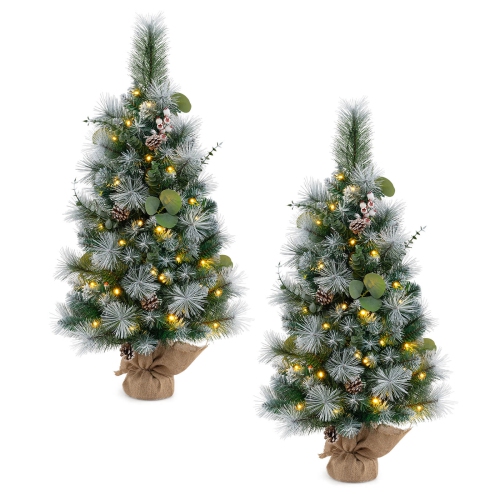 Costway 2 PCS 3 FT Artificial Christmas Tree with 98 Branch Tips Pine Needles Leaves