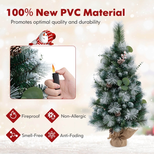 Costway 2 PCS 3 FT Artificial Christmas Tree with 98 Branch Tips Pine Needles Leaves