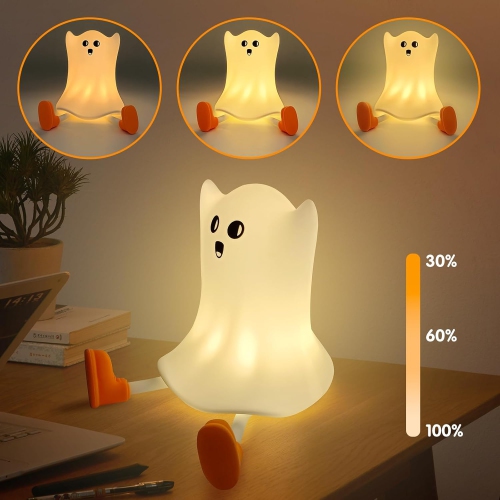 YOULIGHTS Halloween Ghost Night Light, Cute Silicone Adjustable Night Light, 3 Levels of Brightness, Suitable for Halloween Decoration and Family and
