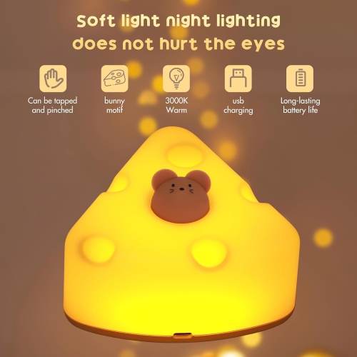 Veilleuse mignonne pour bébé, lumière d'allaitement pour chambre de bébé, veilleuse en silicone USB Touch pour enfant, lumière chaude avec minuterie