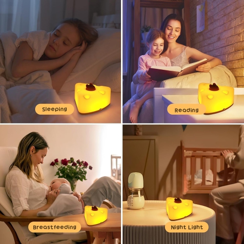 Veilleuse mignonne pour bébé, lumière d'allaitement pour chambre de bébé, veilleuse en silicone USB Touch pour enfant, lumière chaude avec minuterie