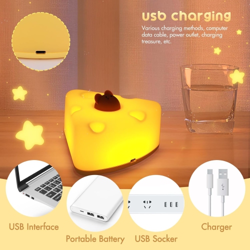 Veilleuse mignonne pour bébé, lumière d'allaitement pour chambre de bébé, veilleuse en silicone USB Touch pour enfant, lumière chaude avec minuterie