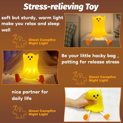 YOULIGHTS 1pc-Ghost Night Light, LED Halloween Night Light, Cute Silicone Adjustable Night Light with 3 Levels of Brightness, Suitable for Indoor
