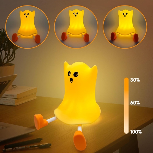 YOULIGHTS 1pc-Ghost Night Light, LED Halloween Night Light, Cute Silicone Adjustable Night Light with 3 Levels of Brightness, Suitable for Indoor