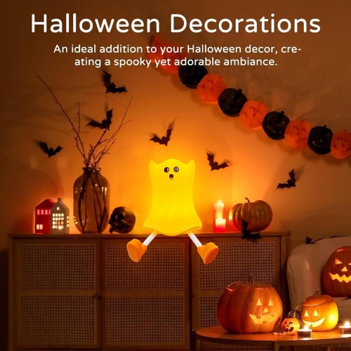 YOULIGHTS 1pc-Ghost Night Light, LED Halloween Night Light, Cute Silicone Adjustable Night Light with 3 Levels of Brightness, Suitable for Indoor
