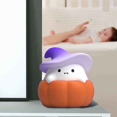 YOULIGHTS Ghost Pumpkin Night Light, Cute Silicone Night Light, Touch Control, USB Rechargeable 3-Level Adjustable Bedside Lamp for Kids Bedroom,