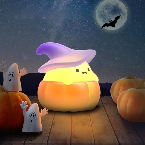 YOULIGHTS Ghost Pumpkin Night Light, Cute Silicone Night Light, Touch Control, USB Rechargeable 3-Level Adjustable Bedside Lamp, Suitable for