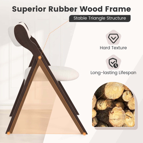 Costway Set of 4 Folding Chairs with Comfy Padded Backrest & Seat Natural Rubber Wood Frame