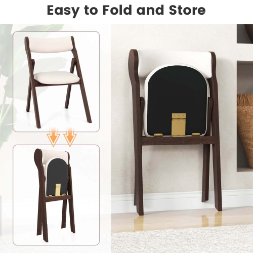 Costway Set of 4 Folding Chairs with Comfy Padded Backrest & Seat Natural Rubber Wood Frame