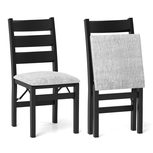 Costway Folding Chairs Set of 2 Modern Upholstered Chairs with Comfy Backrest & Padded Seat