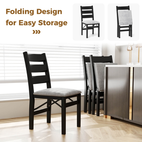 Costway Folding Chairs Set of 2 Modern Upholstered Chairs with Comfy Backrest & Padded Seat