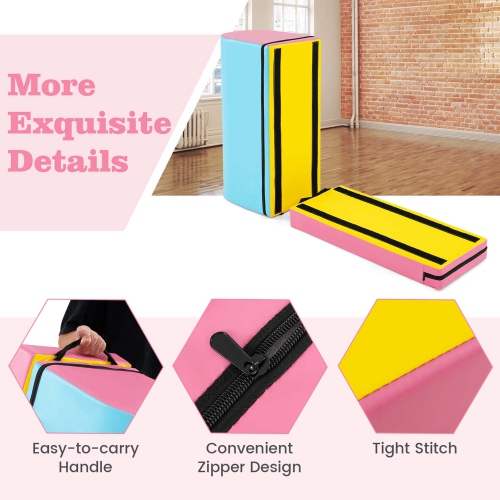 Boîte à voûte Tumbling Mat Gymnastics de Costway avec tapis amovible et poignée de transport