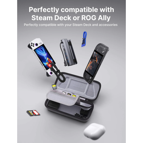 JSAUX Carrying Case Bag for Handheld Steam Deck / OLED ROG Ally / X PlayStation Portal Switch - Grey