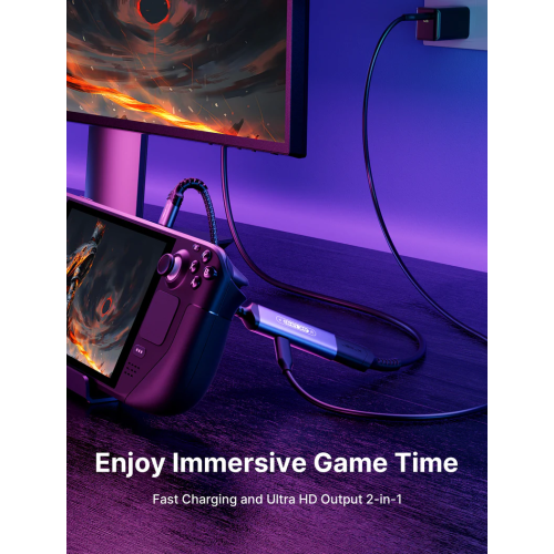 JSAUX 2-in-1 USB C to HDMI Adapter, 4K@60Hz Type-C to HDMI 2.0 Adapter with PD 100W Fast Charging, Compatible with iPhone 15 Pro Max, Steam Deck, ROG