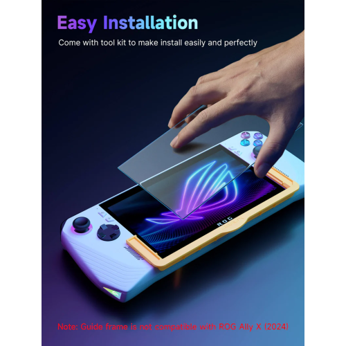 JSAUX ROG Ally Screen Protector 2-Pack, Anti Glare 9H Hardness Tempered Glass Screen Protector with Guiding Frame - Clear