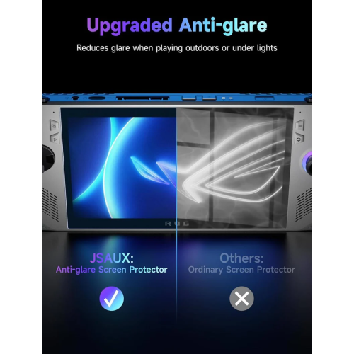 JSAUX ROG Ally Screen Protector 2-Pack, Anti Glare 9H Hardness Tempered Glass Screen Protector with Guiding Frame - Clear