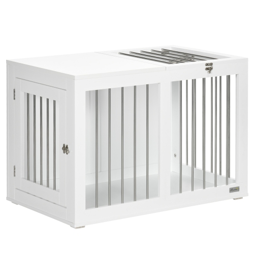 PAWHUT  Dog Crate Furniture, 31.5" Dog Kennel Furniture Side End Table With Double Doors, for Medium Dogs In White