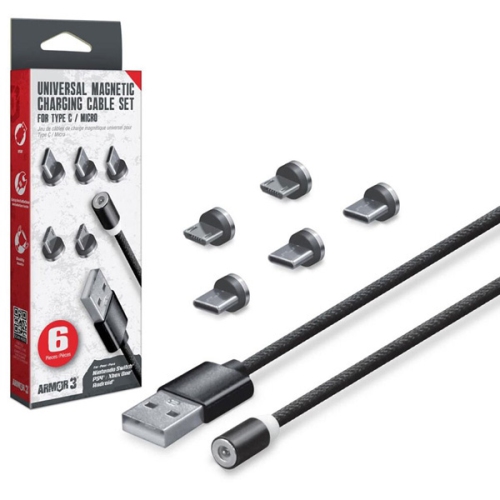 ARMOR3  Universal Type C/micro Magnetic Charge Cable (6 Interchange PCs) [] In Black