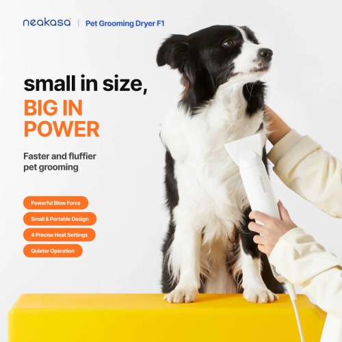 Neakasa Dog Grooming Dryer Portable, Fast Drying, F1 Pet Hair Dryer High Speed, Quiet, 560g Lightweight for Travel, 3 Nozzle, 8 Modes