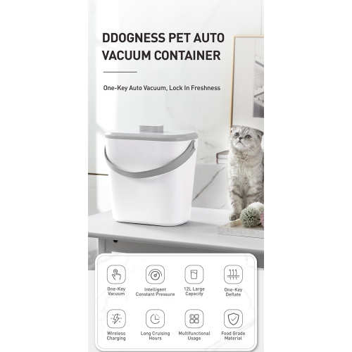 Dogness S01 Grigio Pet Food Storage: Vacuum Sealed, 12L Capacity