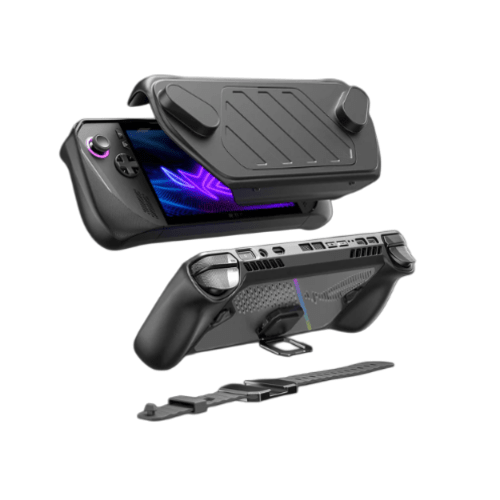 JSAUX ModCase for ROG Ally X with Detachable Front Shell, Protective Case, Metal Bracket and Strap Compatible with ASUS ROG Ally X （PC0111) - Black