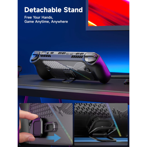 JSAUX ModCase for ROG Ally X with Detachable Front Shell, Protective Case, Metal Bracket and Strap Compatible with ASUS ROG Ally X (PC0111) - Black