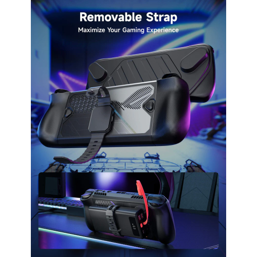 JSAUX ModCase for ROG Ally X with Detachable Front Shell, Protective Case, Metal Bracket and Strap Compatible with ASUS ROG Ally X (PC0111) - Black