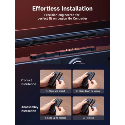 JSAUX Magnetic Handle Strap Kit and support base set for Legion Go | Designed for FPS Mode | Magnetic Connection 2-Pack（GP0022A）- Black