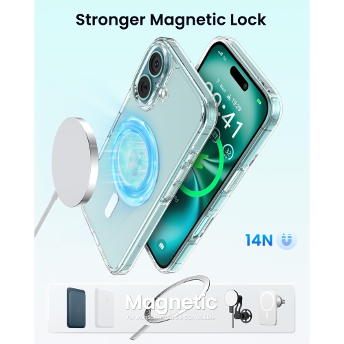 ORNARTO pour étui iPhone 16 magnétique, [compatible avec MagSafe] étui mince résistant au jaunissement, coins Air-Buffer améliorés, étui de téléphone