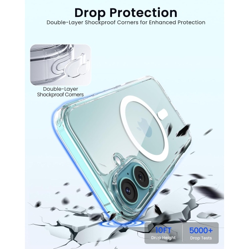 ORNARTO pour étui iPhone 16 magnétique, [compatible avec MagSafe] étui mince résistant au jaunissement, coins Air-Buffer améliorés, étui de téléphone