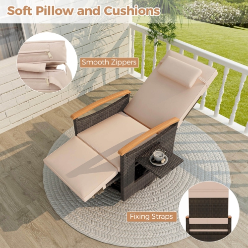 Chaise longue de patio en osier de résine pivotante à 360° de Costway pour l'extérieur