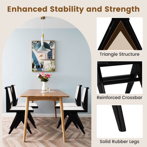 Costway Mid Century&nbsp;Modern Dining Chairs Set of 4 Faux Sherpa Upholstered Dinner Chairs