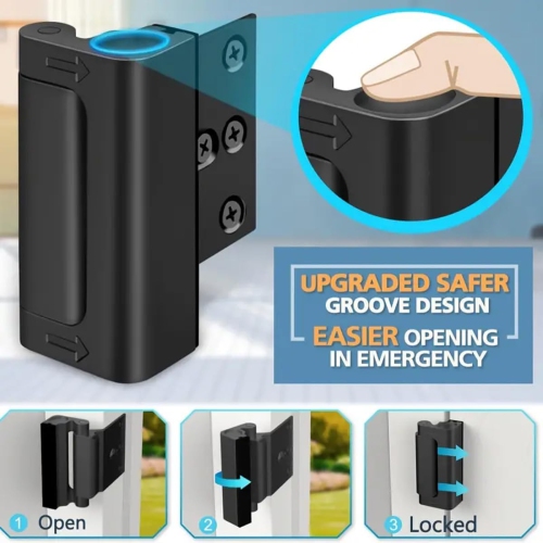 2pcs serrure de porte de sécurité noire pour la maison