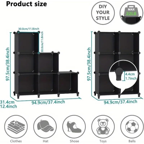 Cube Storage Shelf Bookshelf with Metal Hammer