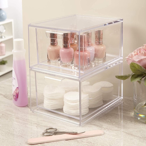 4 Pack Stackable Makeup Organizer Storage Drawers