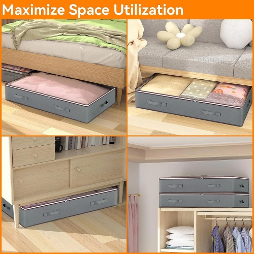 4 Pack Clothes Storage Bins Foldable Closet Organizer Storage Containers with Durable Handles Thick Fabric