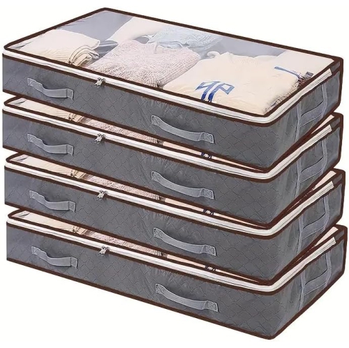 4 Pack Clothes Storage Bins Foldable Closet Organizer Storage Containers with Durable Handles Thick Fabric