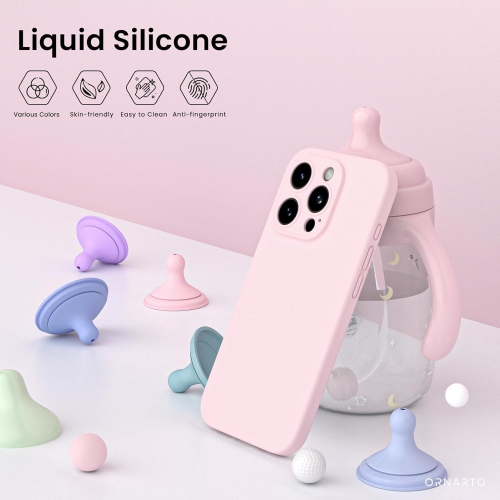 ORNARTO Compatible with iPhone 15 Pro Case, with 2 x Screen Protector Liquid Silicone Gel Rubber Cover [Full Body] Shockproof Protective Phone Case