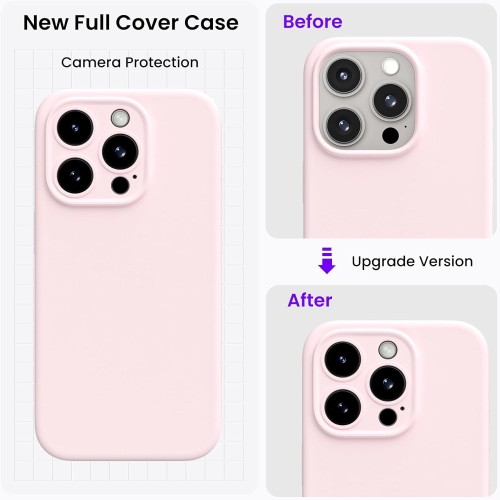 ORNARTO Compatible with iPhone 15 Pro Case, with 2 x Screen Protector Liquid Silicone Gel Rubber Cover [Full Body] Shockproof Protective Phone Case